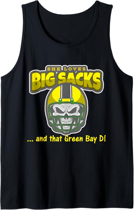 Green Bay Skull | She Loves Big Sacks | Football Helmet Tank Top