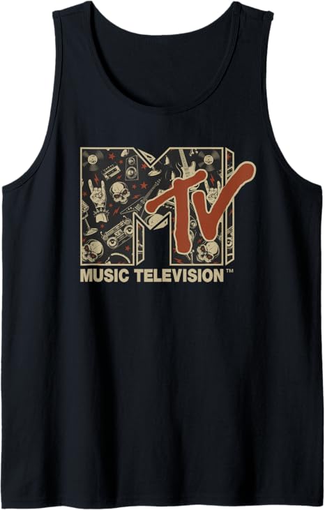 Rock n Roll Music Hard Heavy Metal Skull Guitar Vintage Tank Top