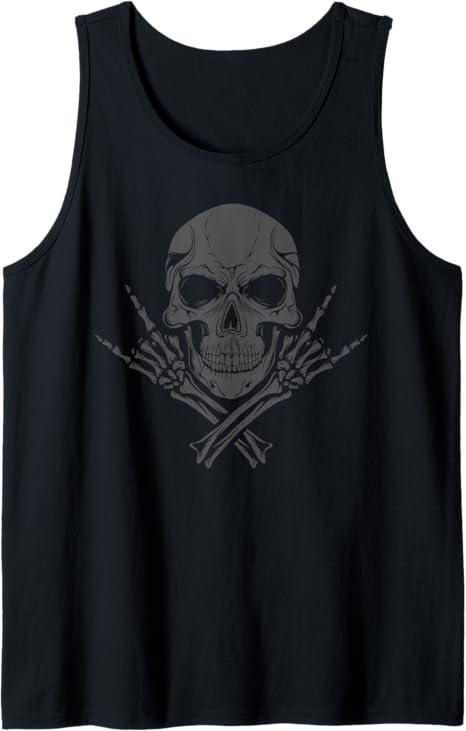 Mano Cornuta Cool Music Skull Rocker, The Grey Skull Tank Top