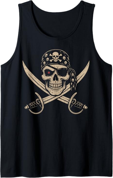 Pirate Skull Crossbones Skeleton Halloween for Men Boys Kids Tank Top