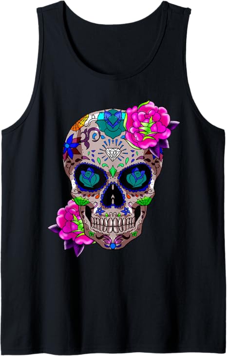 Sugar Skull Day Of The Dead Cool Bone Head Skulls Gift Idea Tank Top