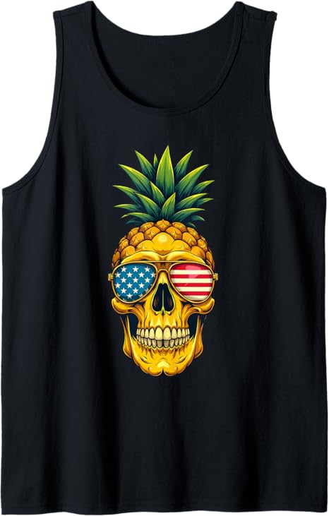 Pineapple Skull Fruit American Flag Sunglasses