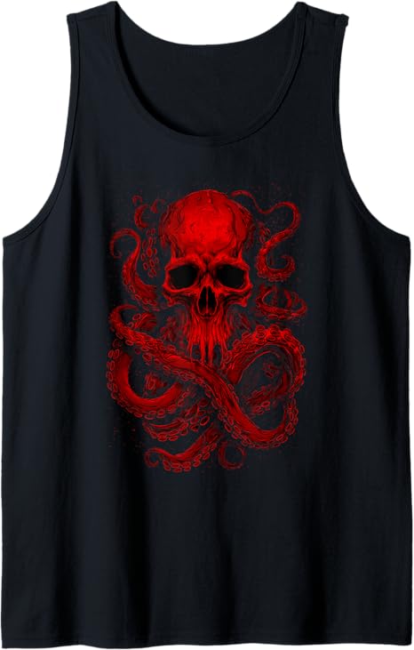 Octopus Skull Monster Red Krakens Cthulhus Cool for Men Boys Tank Top