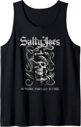 Salty Joe's Skull and Anchor Logo Graphic Tank Top