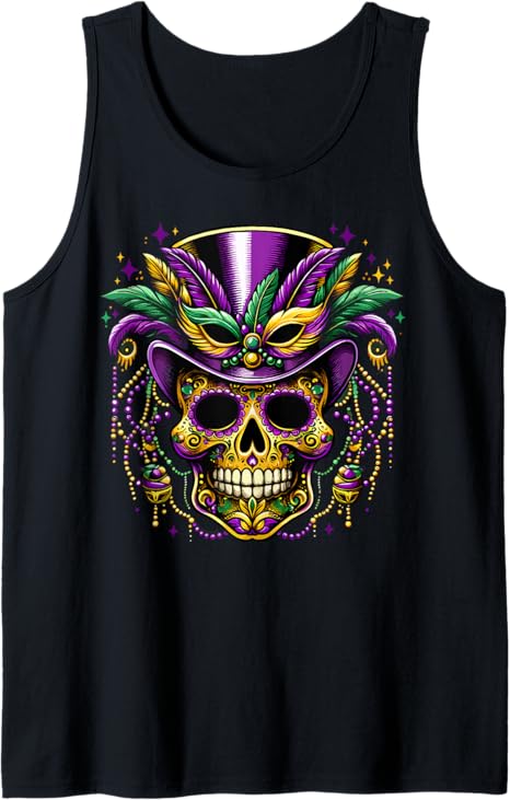 Mardi Gras Skull Witch Doctor New Orleans Men Women Tank Top