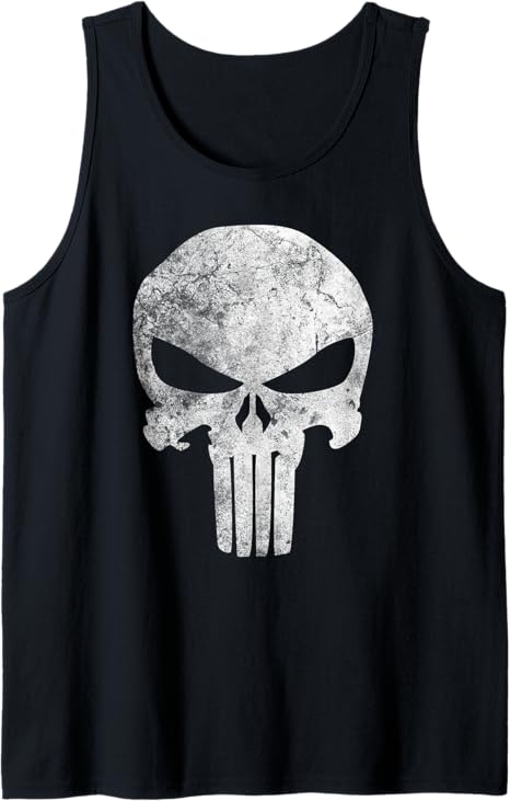 Comics Punisher Skull Symbol Distressed Tank Top