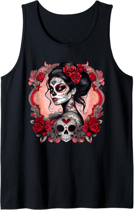 Sugar Skull Women De Los Muertos La Catrina Day Of The Dead Tank Top