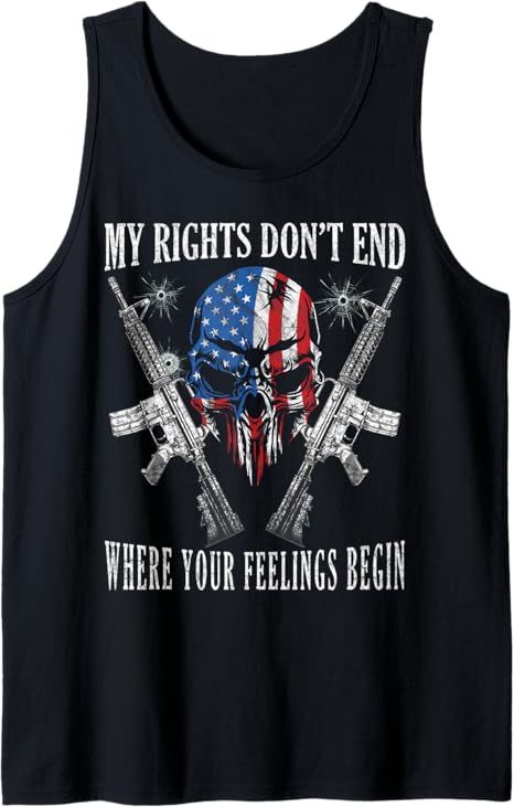 2nd Amendment Feelings America USA Patriotic Skull 2A Flag Tank Top