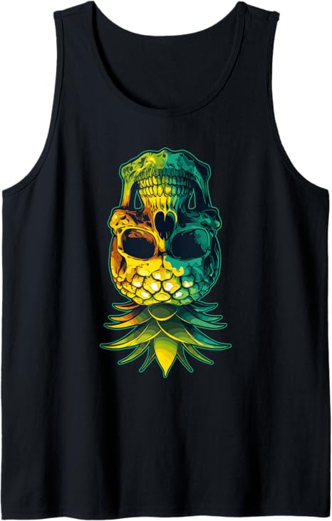 Swinging Pineapple Skull Funny Upside Down Pineapple Swinger Tank Top