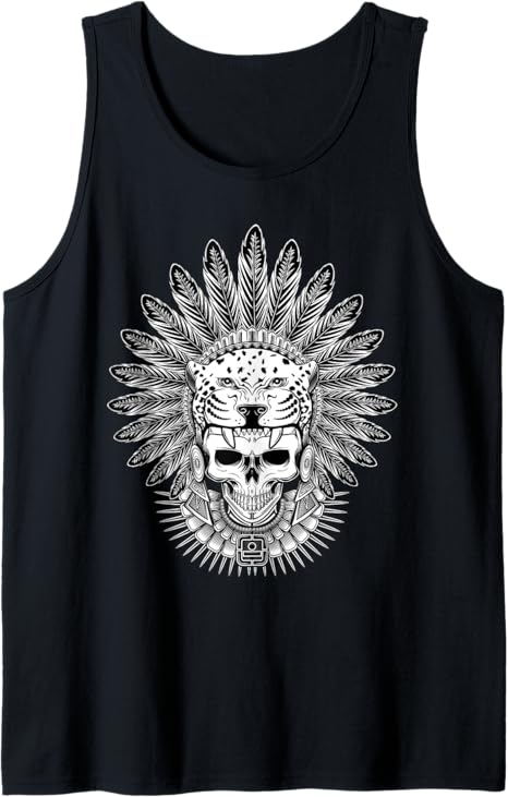 Aztec Jaguar Warrior Skull. Guerrero Mexica Native Healing Tank Top