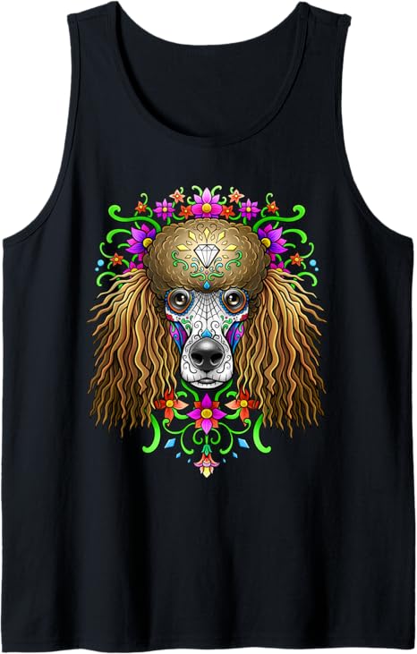 Poodle Day of the Dead Dia De Los Muertos Dog Sugar Skull Tank Top