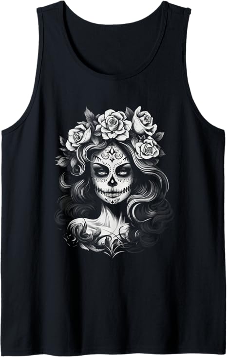 La Catrina Day of the Dead Sugar Skull Women Grunge Vintage Tank Top