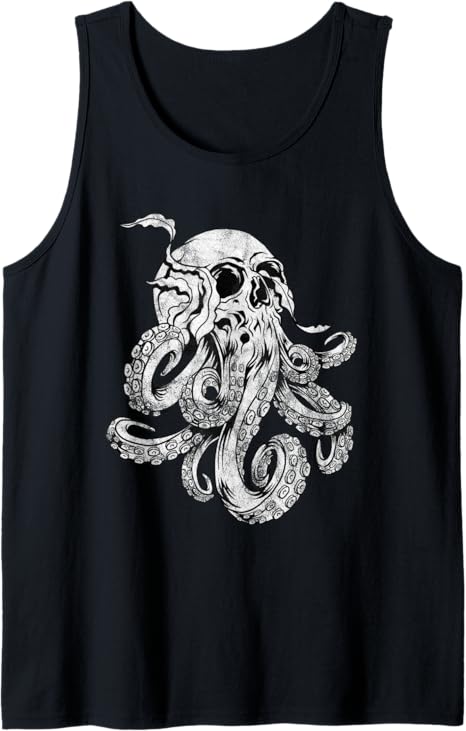 Octopus Skull Monster Kraken Cthulhu Skull for Men Women Tank Top