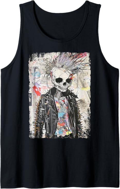 Vintage Graffiti Biker Rocker Skull Punk Horror Skull Tank Top
