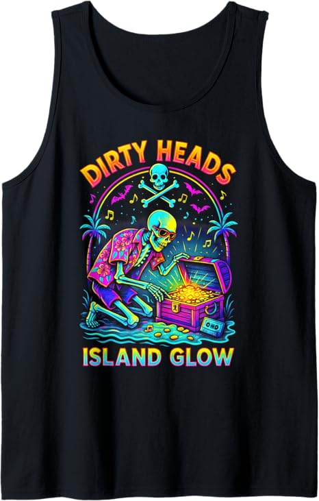 Dirty Heads Island Glow Beach Vibes Skeleton Diver Shirt Men Tank Top