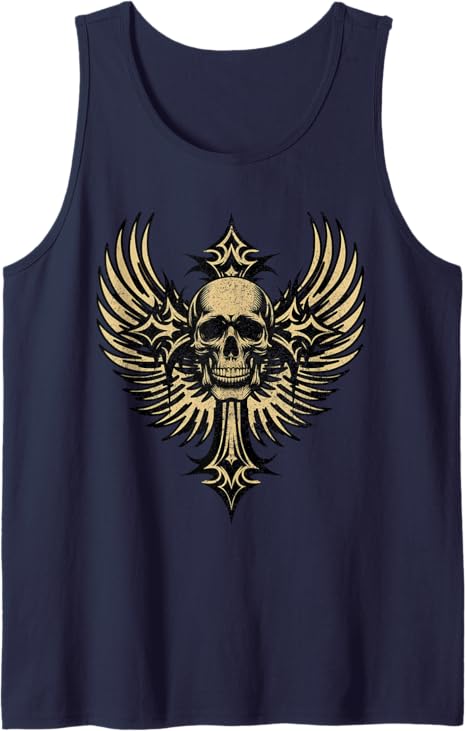 Grunge Skull and Cross Gothic Aesthetic Tank Top
