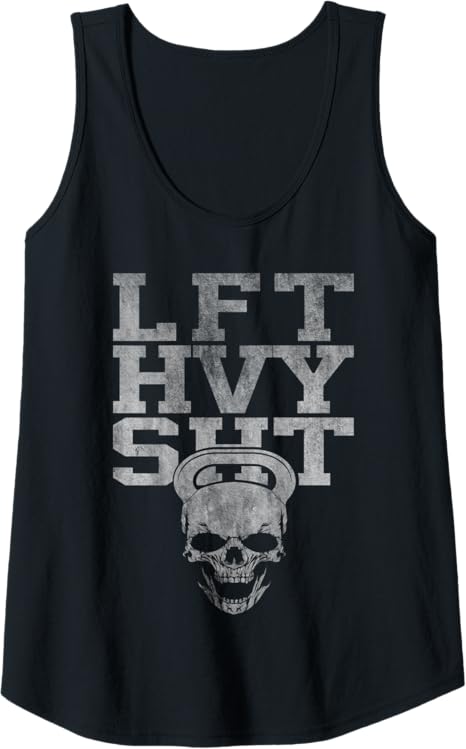 Womens LVT HVY SHT Skull Dumbbell Gym Fitness Bodybuilding Tank Top
