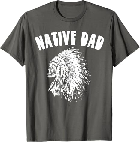 Native Dad Retro Native American Indian Skull & Headdress T-Shirt
