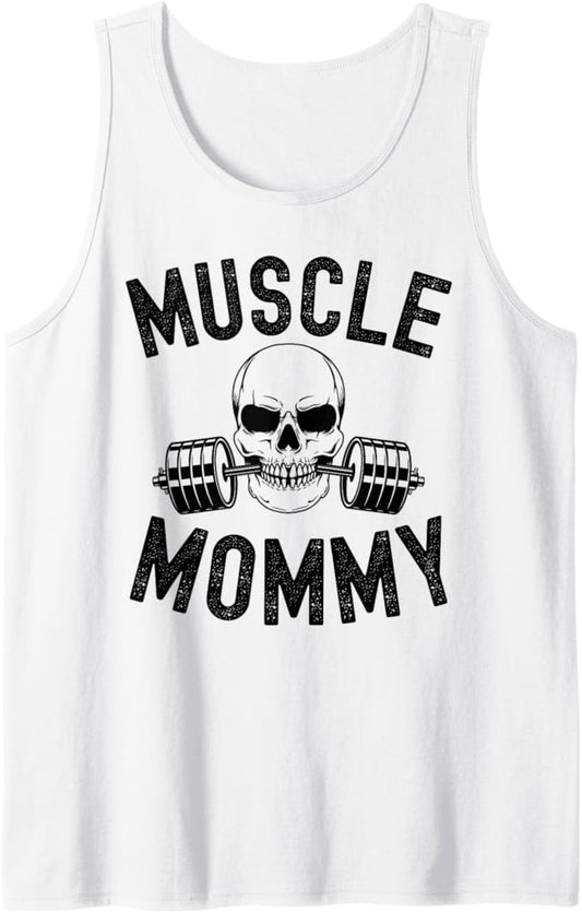 Muscle Mommy Weightlifting mom cool skull gym mother workout Tank Top