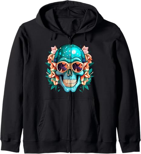 Flowers Skull Wearing Sunglasses