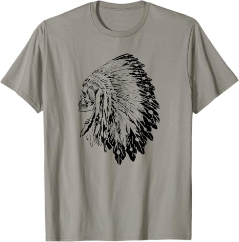 Vintage Native American Indian Design - Skull & Headdress T-Shirt
