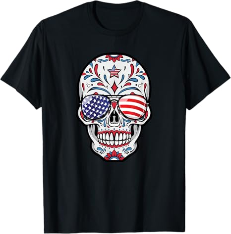 Skull USA Flag 4th July Gifts