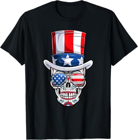 Skull USA Flag 4th July Gifts