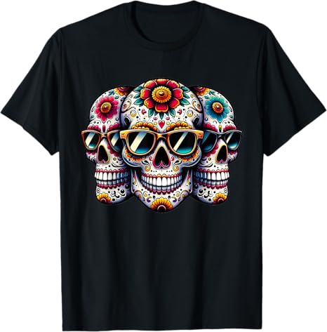 Three Sugar Skull Sunglasses Funny Mexican