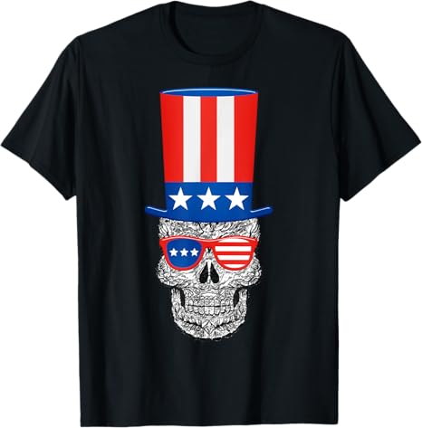 Sugar skull Uncle Sam with USA hat and sunglasses
