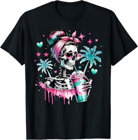 Skeleton Messy Bun Design Coffee Lover