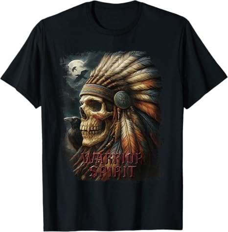 Native American Headdress Skull Warrior Navajo Chief T-Shirt