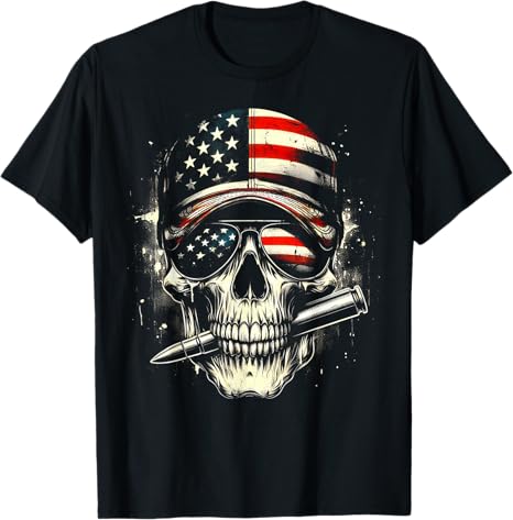 Patriotic Skull with US Flag Sunglasses Bullet