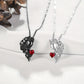 HUKKUN Skull Couple Necklace 925 Sterling Silver His And Hers Matching Necklace Heart Symbol Of Love Pendant Couples Valentine's Day Jewellery Gifts For Couple