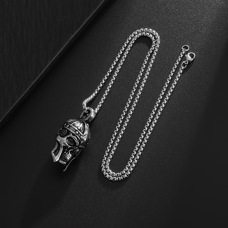 316L Stainless Steel Rebellious Skull Armor Pendant Men'S Hip-hop Punk Necklace Jewelry