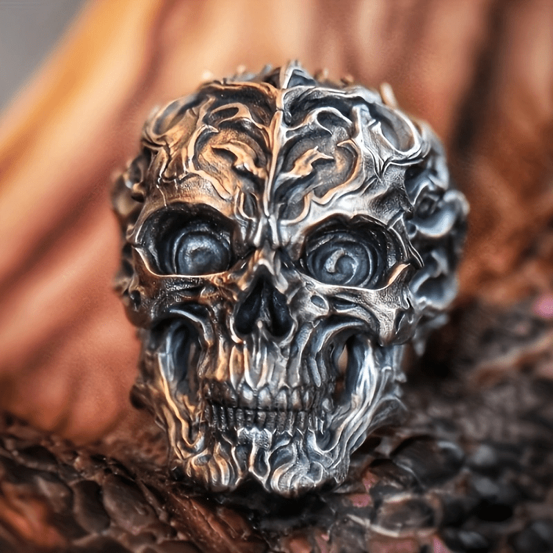 Rock Style Skull Ring with Ghostly Head Design, Perfect for Holiday Parties and Music Festivals, Engraved Ring for Men, Best for Christmas, Perfect for Thanksgiving