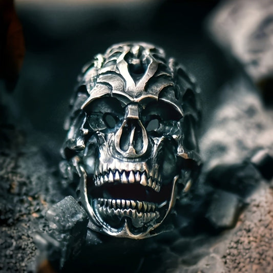 Biomechanical Gothic Skull Ring for His or Her Birthday, Men's Ring, Available in Various Sizes