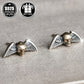2pc925 Pure Silvery, Silvery Weight About 1g, Skull Wings Earrings, Retro Gothic Punk Style Halloween Party Earrings, Exquisite Holiday Gift