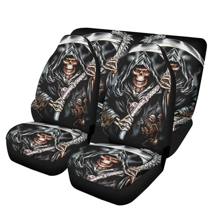 Car Seat Cover SetSkull in fire seat cover for car, flower skull car accessories, skull car rug, evil cover cushion accessories for Cars, skull in fire seat c