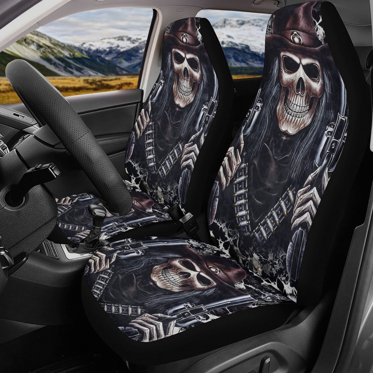 Flower skull car seat protector, floral skull seat cover for car, grim reaper seat cover for truck, skull car seat cover full set, goth floo