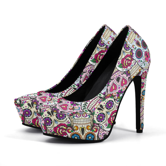 Sugar skull Women Platform Pumps 5 Inch High Heels