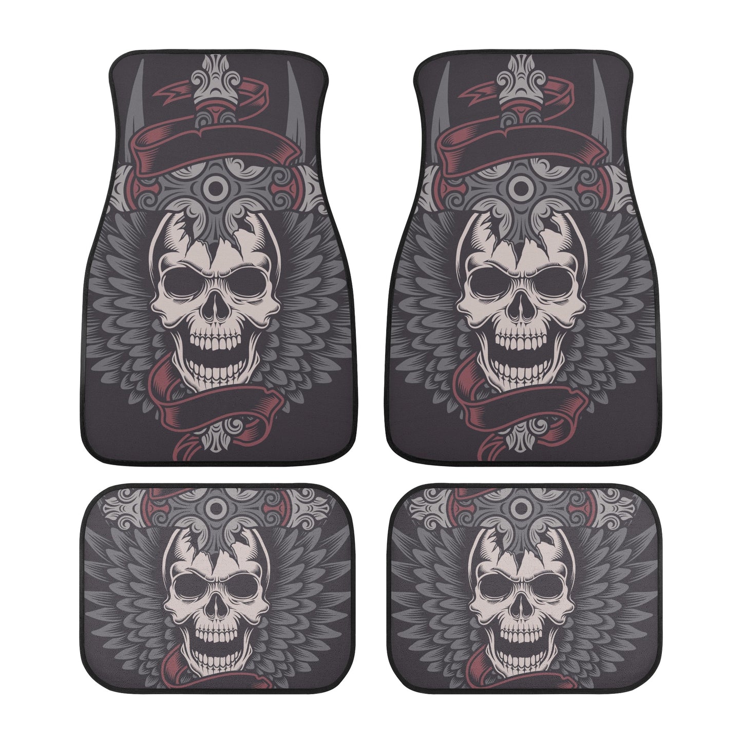 Dia de los muertos skull rug mat for car, calaveras skull car protector, calaveras skull car seat cover full set, mexico front and back car  Back and Front Car Floor Mats