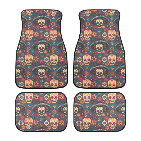 Sugar skull girl car seat cushion cover, dia de los muertos skull car seat , dia de los muertos skull mat for vehicles, mexican skull truck  Back and Front Car Floor Mats