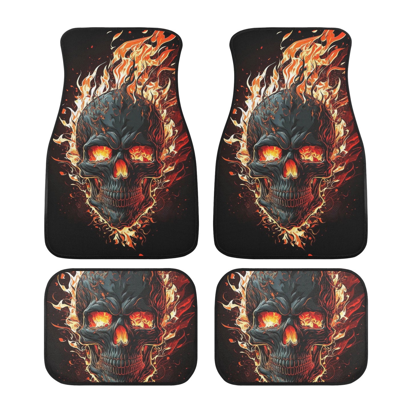 Skeleton car seat cover full set, biker skull seat cover for vehicles, biker skull seat cover protector, flaming skull car floor mat, floral Back and Front Car Floor Mats