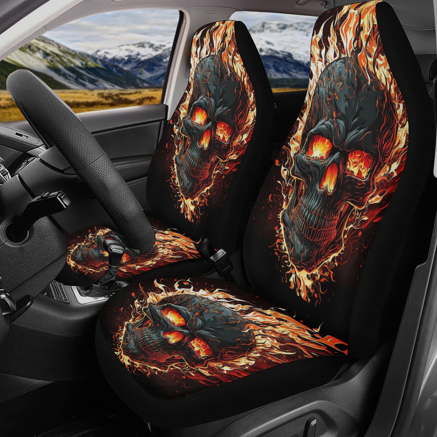 Goth car seat , halloween slip-on seat covers, halloween car seat tool, motorcycle skull rug mat for car, floral skull car tool, death skull