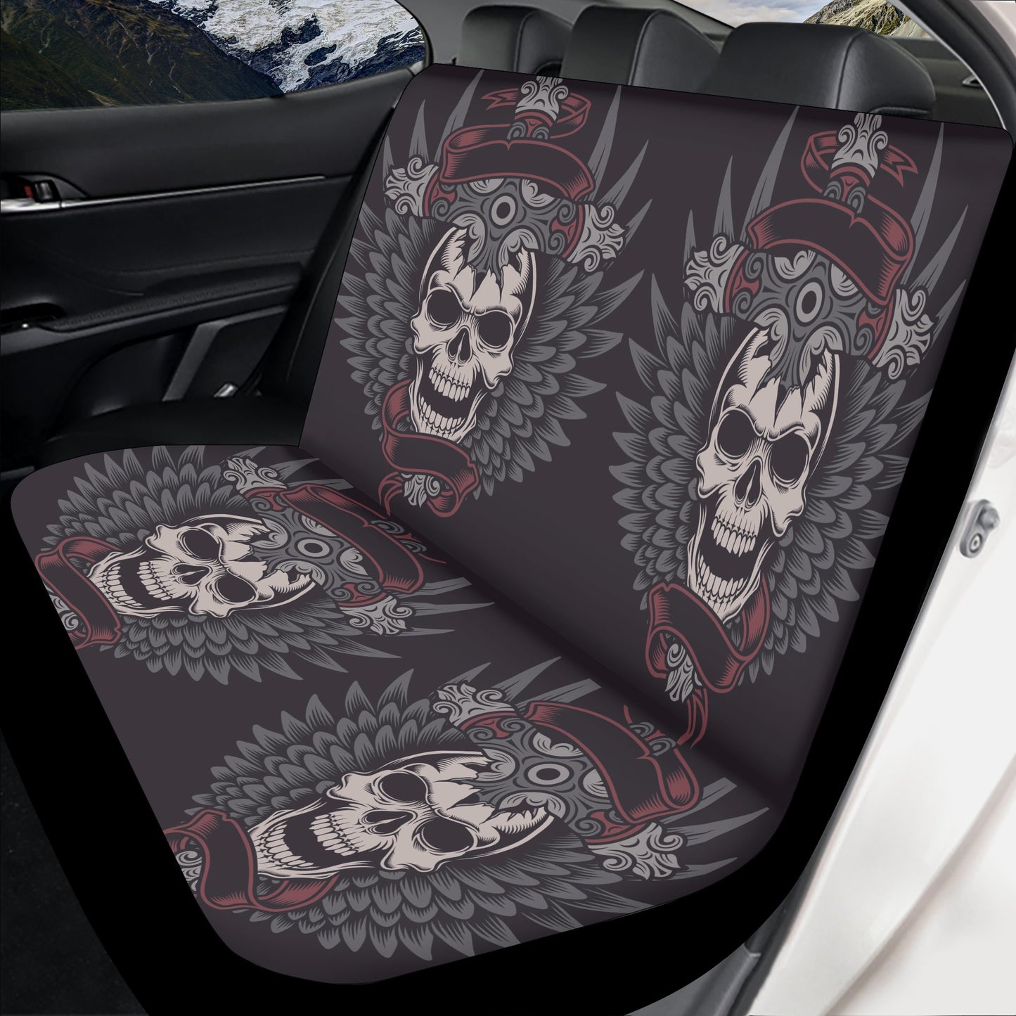 Goth car seat protector cover, horror car seat cushion cover, evil car protector, floral skull seat cover for car, punisher skull car seat p