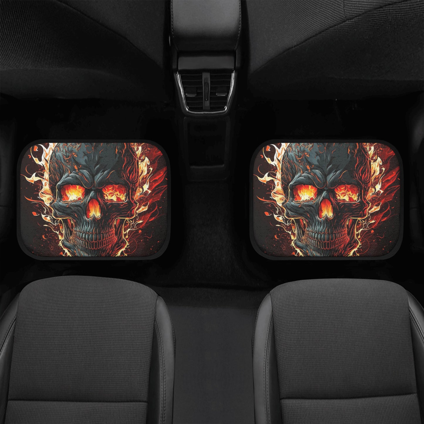 Skeleton car seat cover full set, biker skull seat cover for vehicles, biker skull seat cover protector, flaming skull car floor mat, floral Back and Front Car Floor Mats