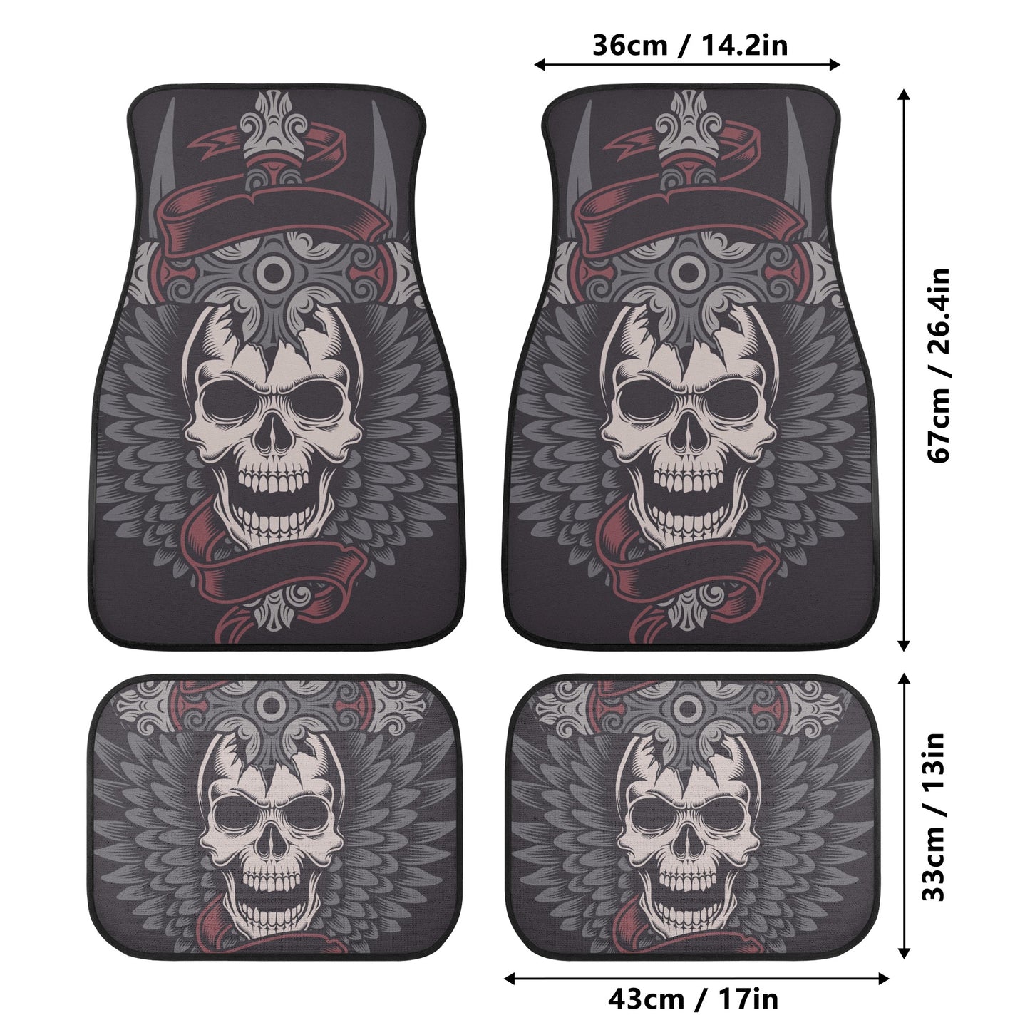 Dia de los muertos skull rug mat for car, calaveras skull car protector, calaveras skull car seat cover full set, mexico front and back car  Back and Front Car Floor Mats