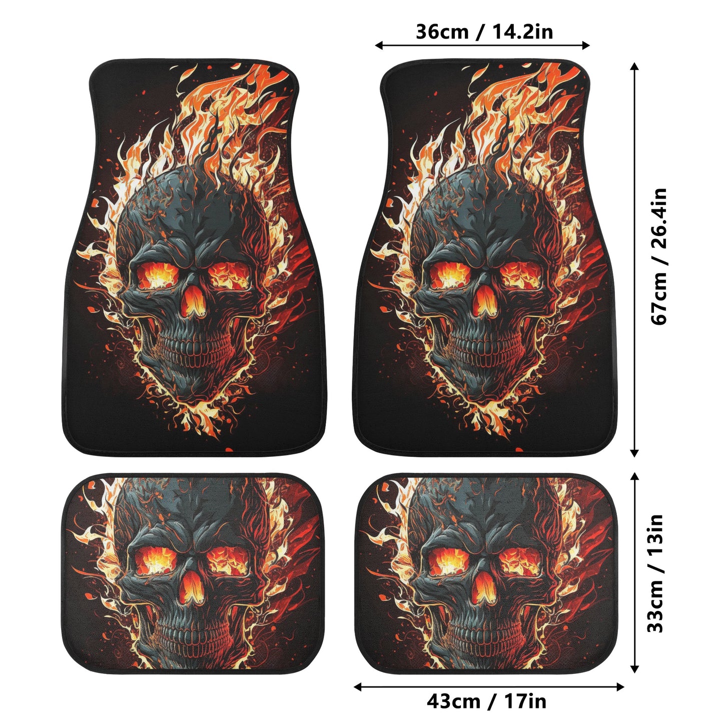 Skeleton car seat cover full set, biker skull seat cover for vehicles, biker skull seat cover protector, flaming skull car floor mat, floral Back and Front Car Floor Mats