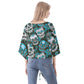 Sugar skull Women V-neck Streamers Blouse