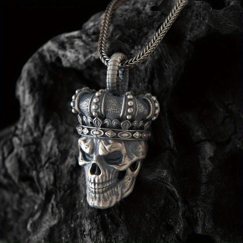 Skull Chain Necklace, Gothic Skull Silvery Necklace, Men'S Pendant, Skull Charm Necklace, Gift for Boyfriend
